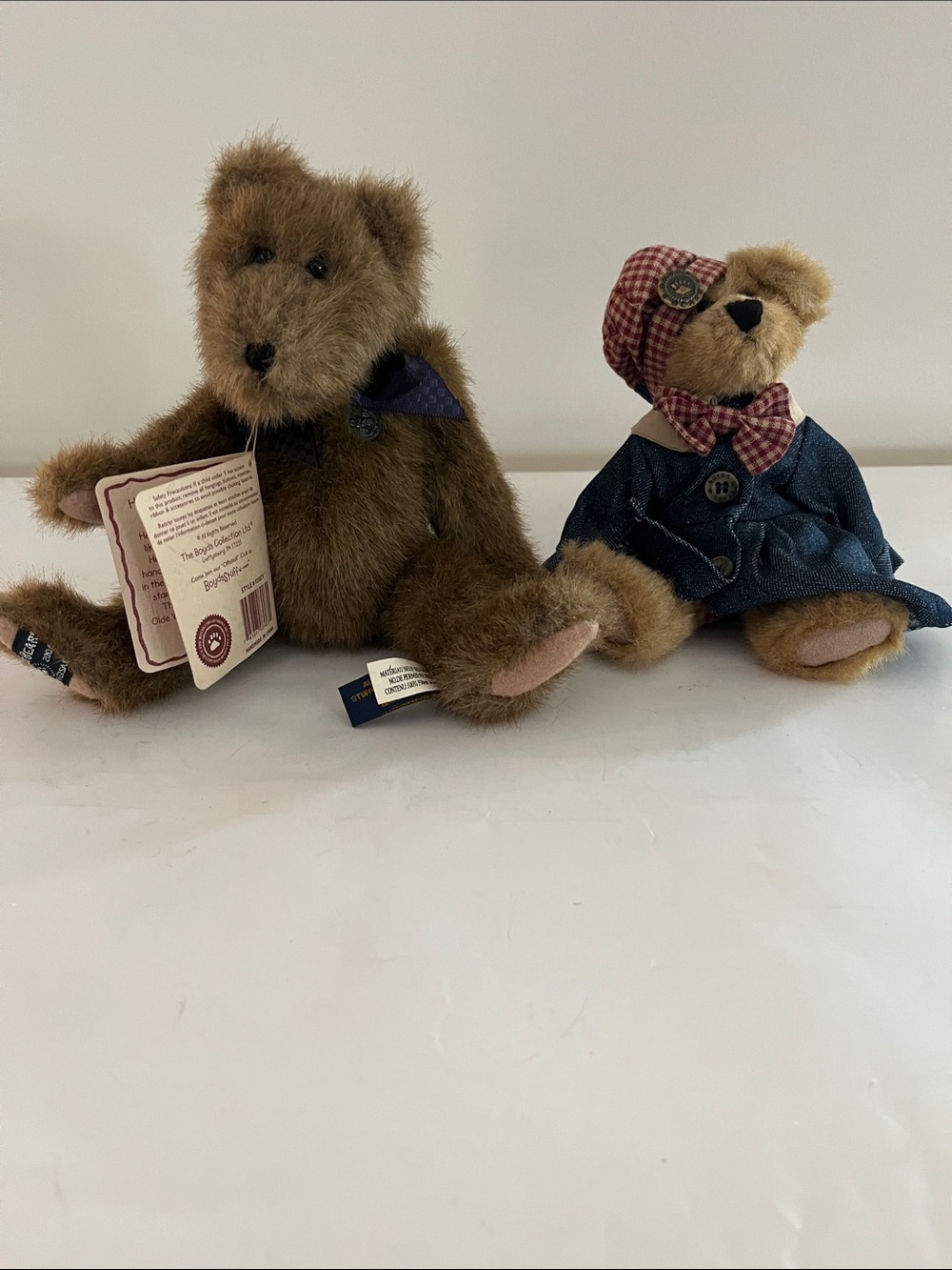 Boyds Bears Brown Plush Bubba Bear & Navy Polka-Dot Bow and Denim-Outfit Friend